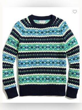 Crewcuts Navy, Green & Light Blue Fair Isle Crewneck Sweater